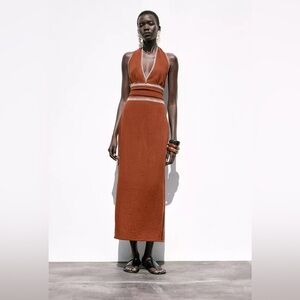 Zara Rust Halter Midi Dress